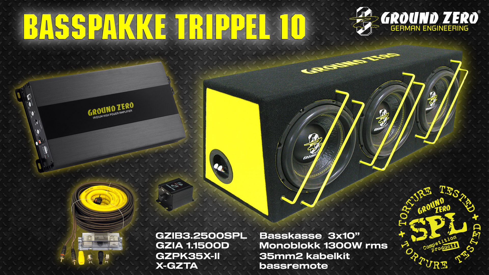 Ground Zero Trippel 10″ Basspakke
