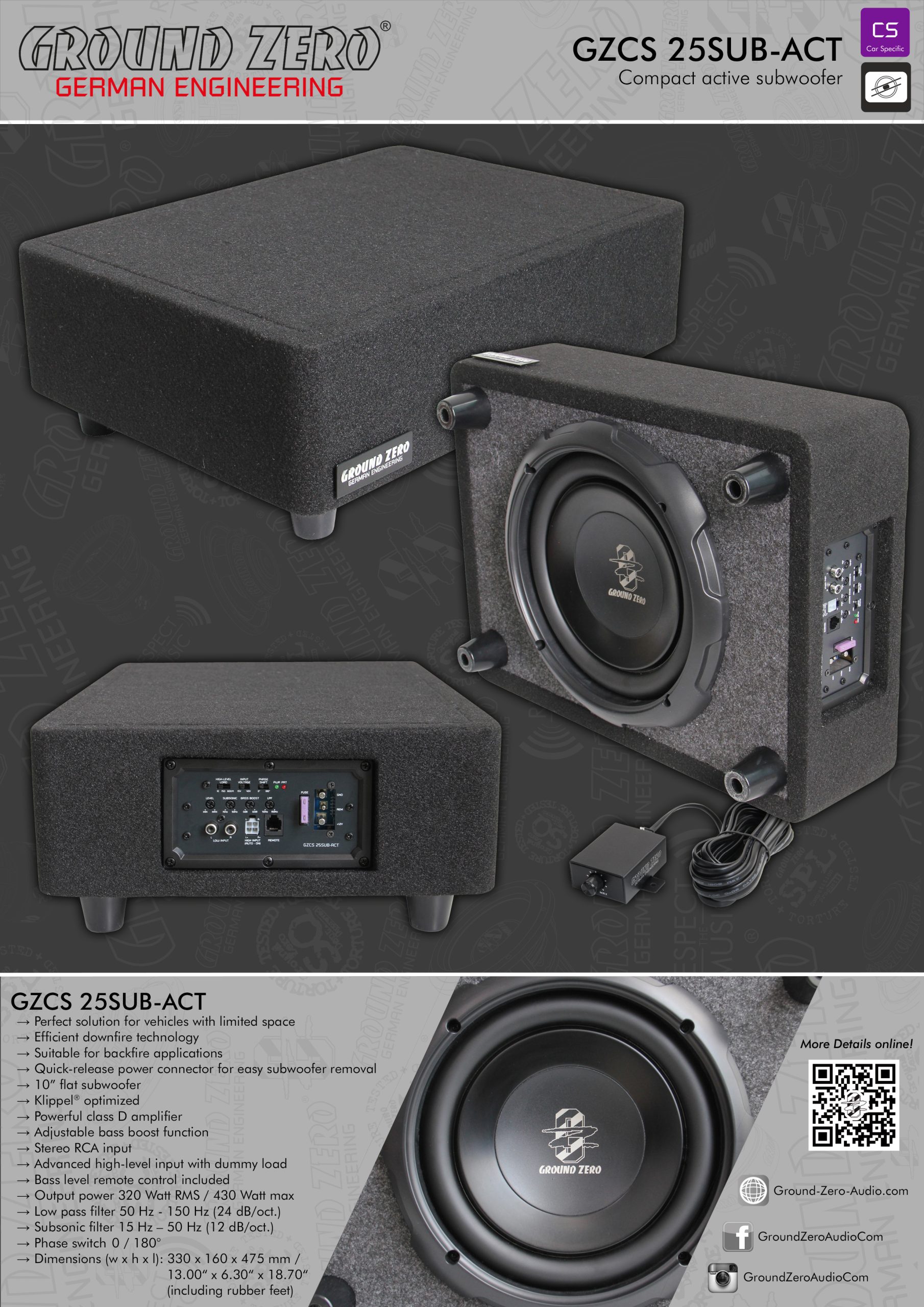 Ground Zero GZCS 25SUB-ACT 320W RMS – testet, best product