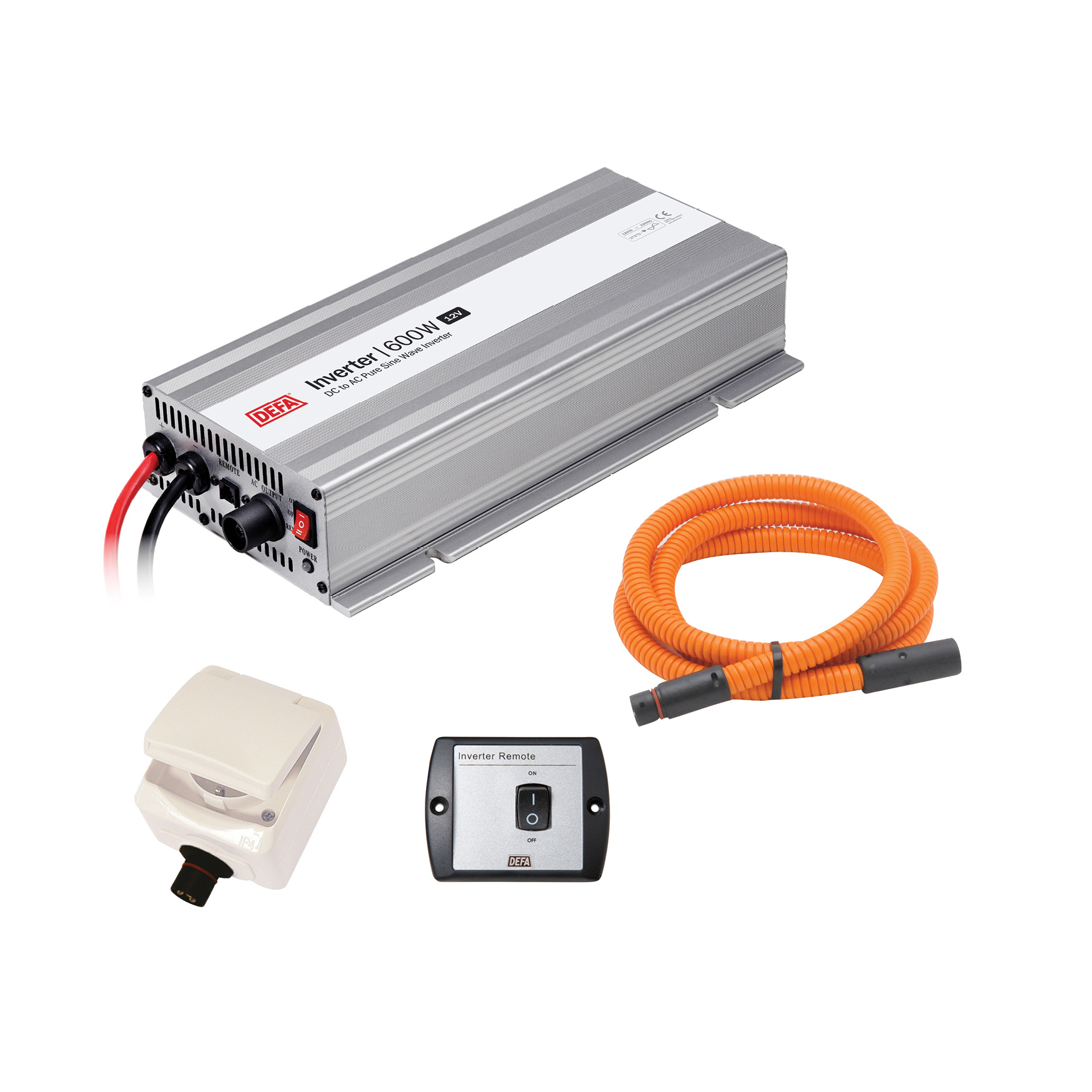 DEFA inverterpakke 600 W / 12 V – enkel stikkontakt – 715968
