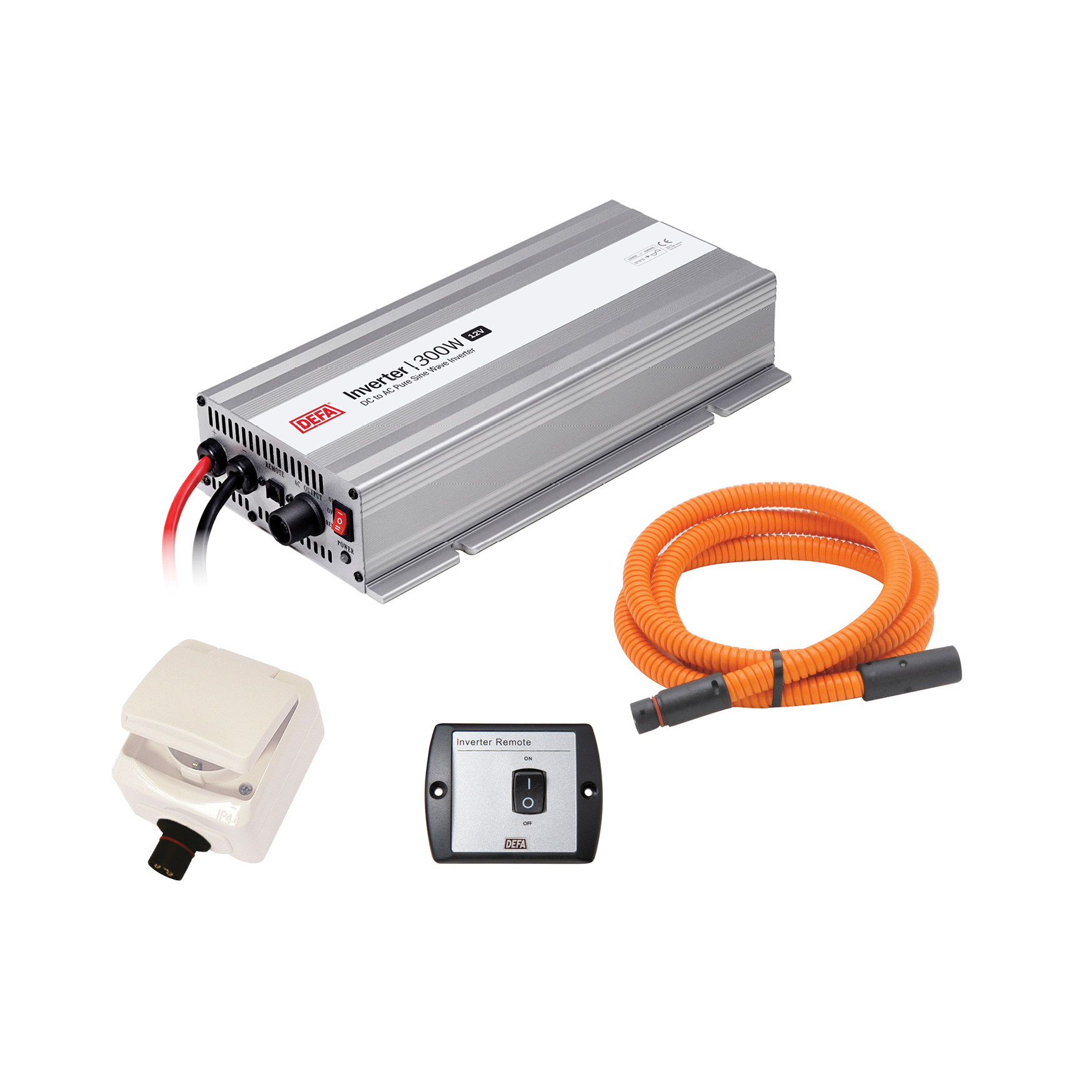 DEFA inverterpakke 300 W / 12 V – enkel stikkontakt – 715967