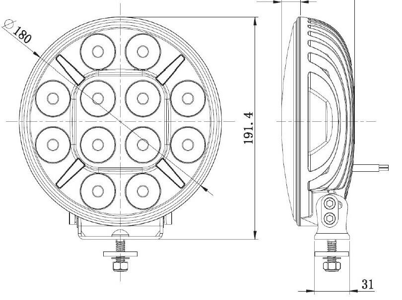 60Watt Ekstralys 12x5W 7-tommer (stk) – 5400 Lumen, CREE-XM-L2 LED, IP68