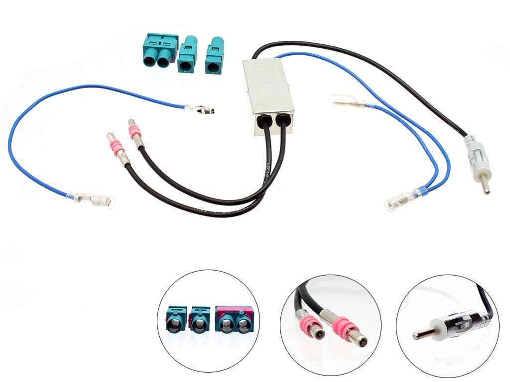 Antenneadapter – Beholde FM – 2 x fakra til DIN (“universal” versjon)