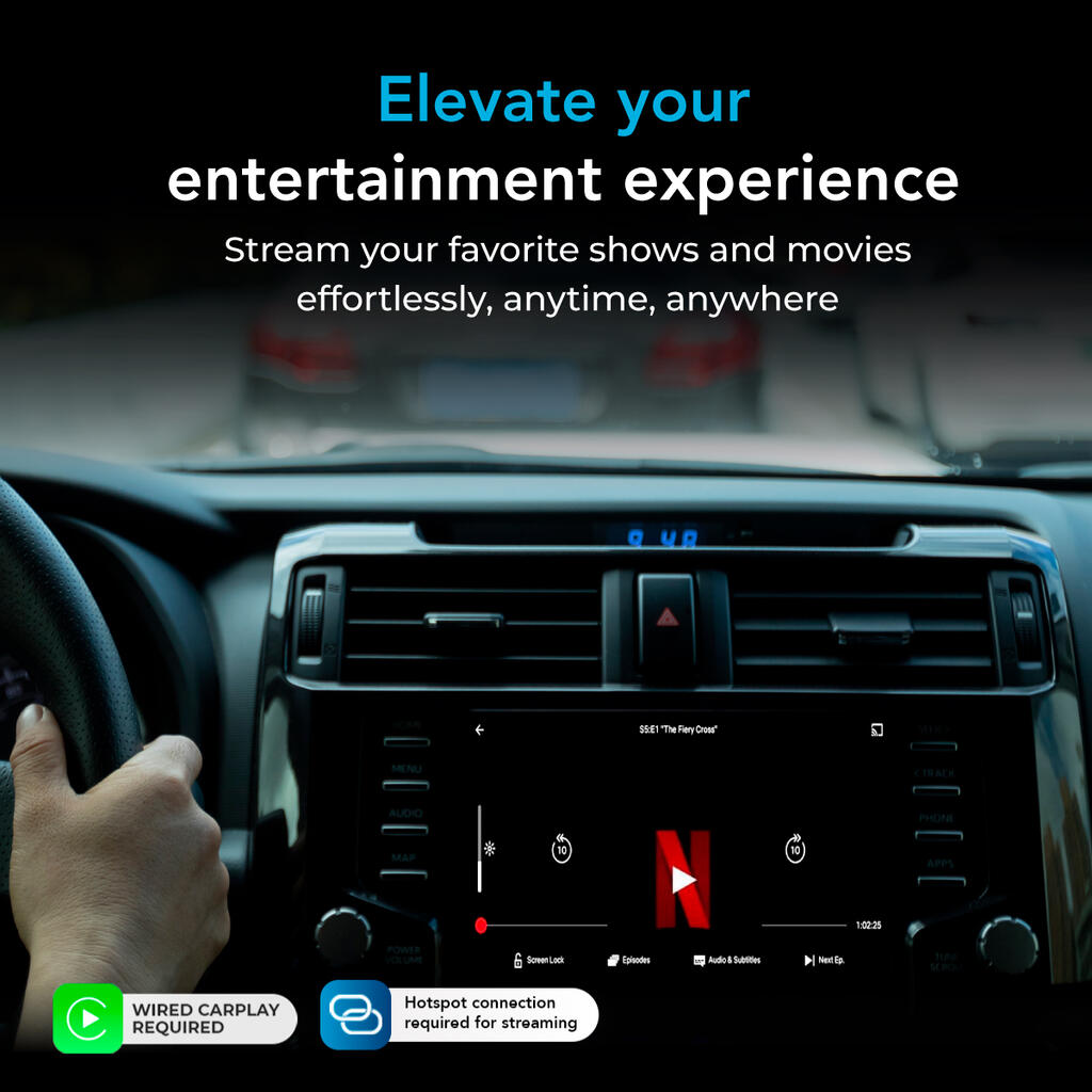 AutoSky AI Box Plus 2.0 – Trådløs CarPlay & Android Auto Adapter