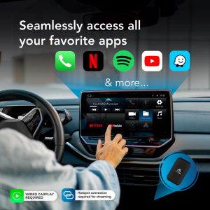 AutoSky AI Box Plus 2.0 – Trådløs CarPlay & Android Auto Adapter
