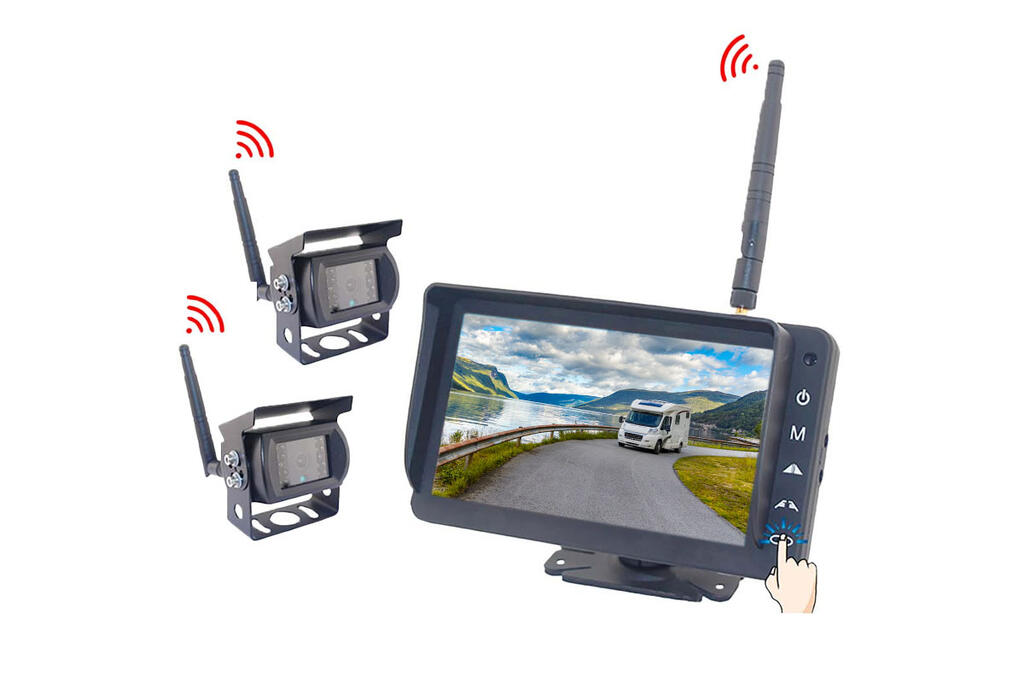 Bevocam Trådløs ryggekamerapakke – 2x IP69K AHD kamera og 7″ monitor