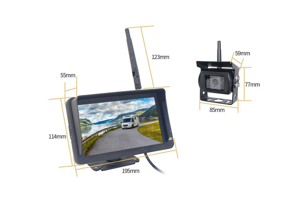 Bevocam Trådløs ryggekamerapakke – 2x IP69K AHD kamera og 7″ monitor