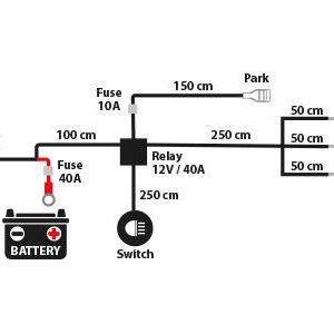 Kabelsett for ekstralys 3 x DT – For 3 lamper, 12 volt, 3-polet
