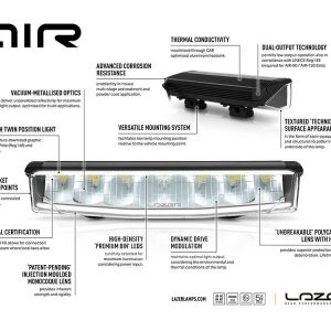 LAZER AIR-130 Elite LED fjernlys – m/posisjonslys (hvit/gult)