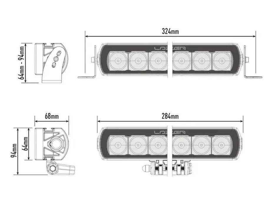 LAZER LED-bar EVO – 284mm, 6 LED, fjernlys