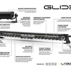 Lazer GLIDE 18 Elite – LED bjelke – 516mm,fjernlys m/hvitt parklys