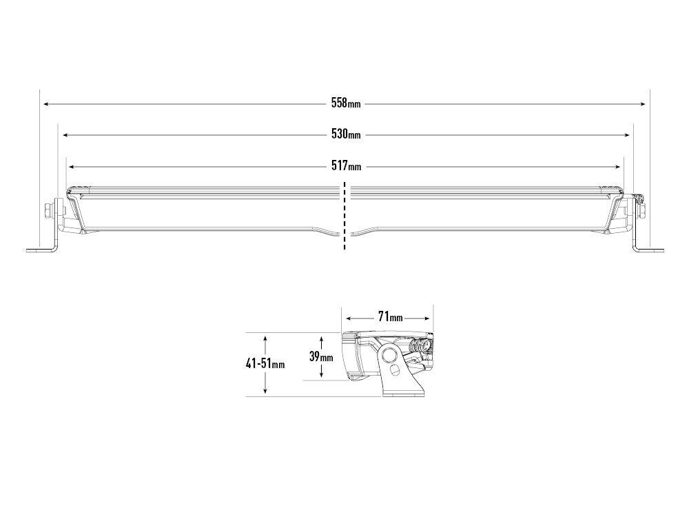 Lazer GLIDE 18 Elite – LED bjelke – 516mm,fjernlys m/hvitt parklys
