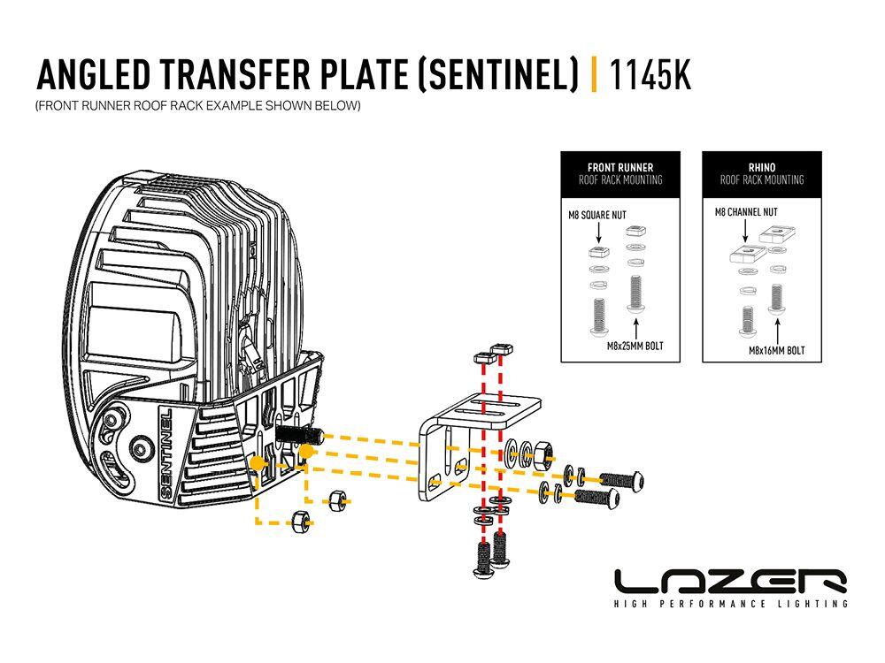 Lazer Vinkelbrakett til Sentinel – For å flate-montere Sentinel bak lykten.