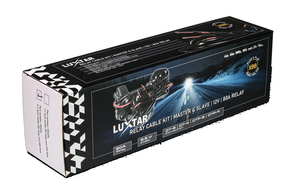 Luxtar Relekabelsett, master og slave – 12 Volt, 80 Amp rele, 60 A sikring
