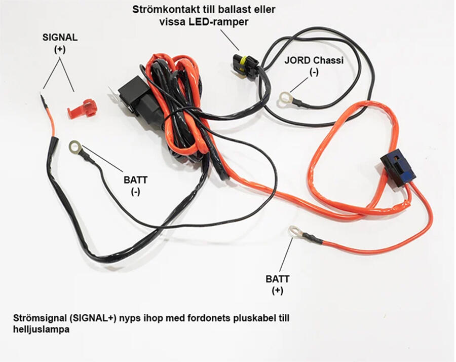 Luxtar kabelsett til ekstralys – med relé til 1 x LED lys