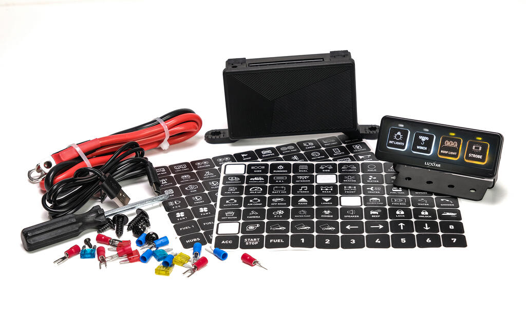 Luxtar switche panel – 12-24 Volt, 4 kanaler, 2x10A, 2x20A
