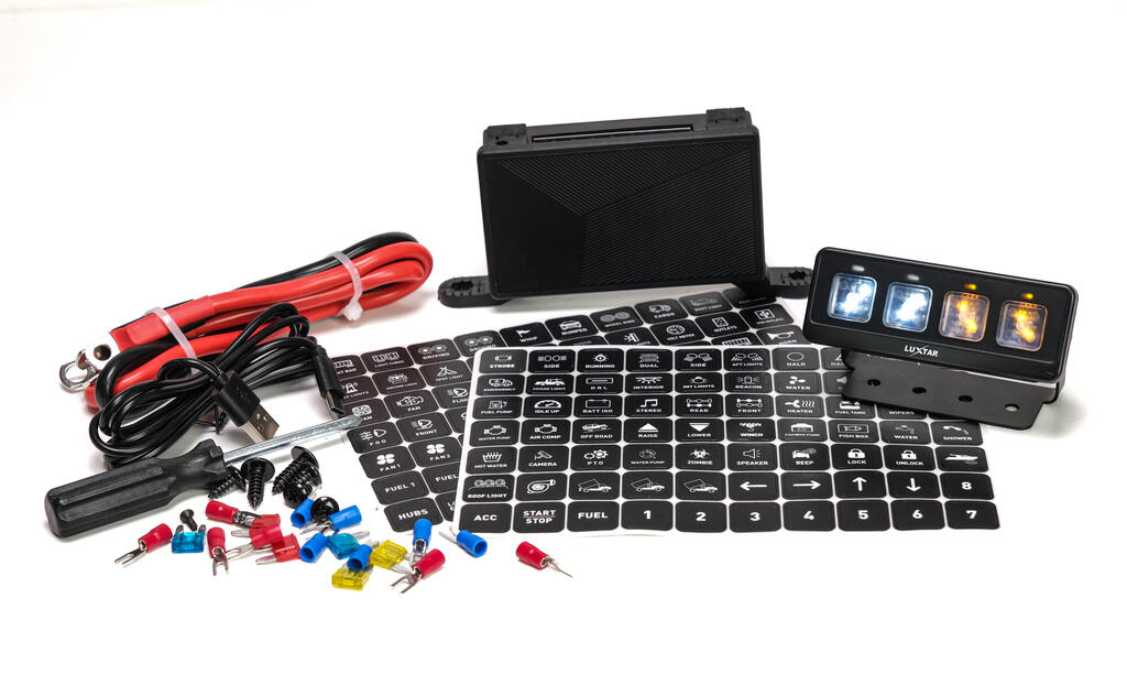 Luxtar switche panel – 12-24 Volt, 4 kanaler, 2x10A, 2x20A