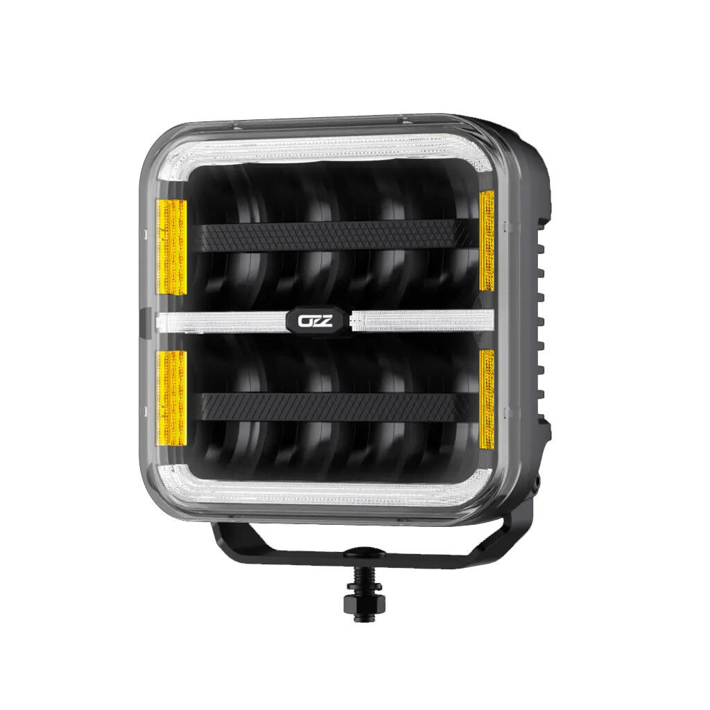 OZZ SQR 7″ fjernlys 178mm (Sort hus) – med park- og varsellys, 14000 lumen