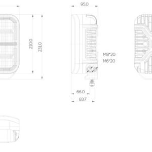 OZZ SQR 9″ fjernlys 210mm (Hvit hus) – med park- og varsellys, 21000 lumen