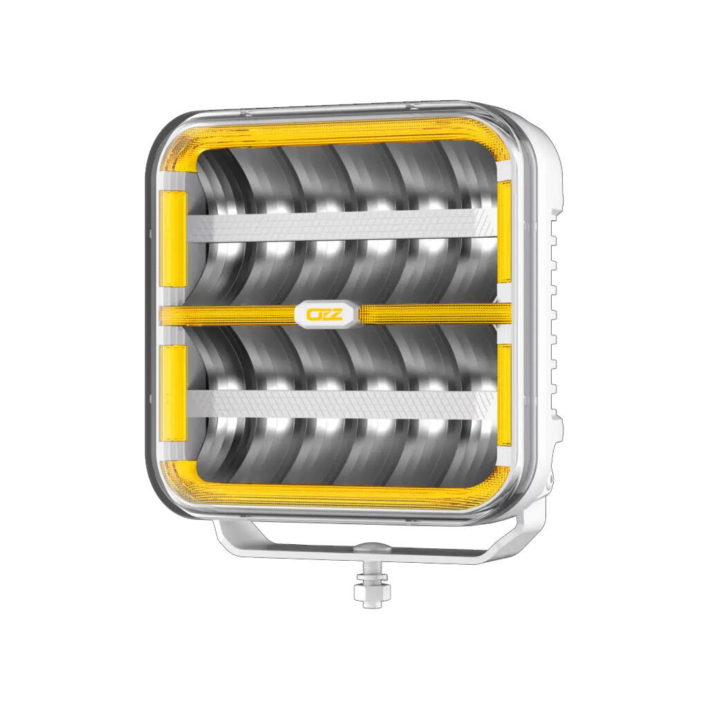 OZZ SQR 9″ fjernlys 210mm (Hvit hus) – med park- og varsellys, 21000 lumen