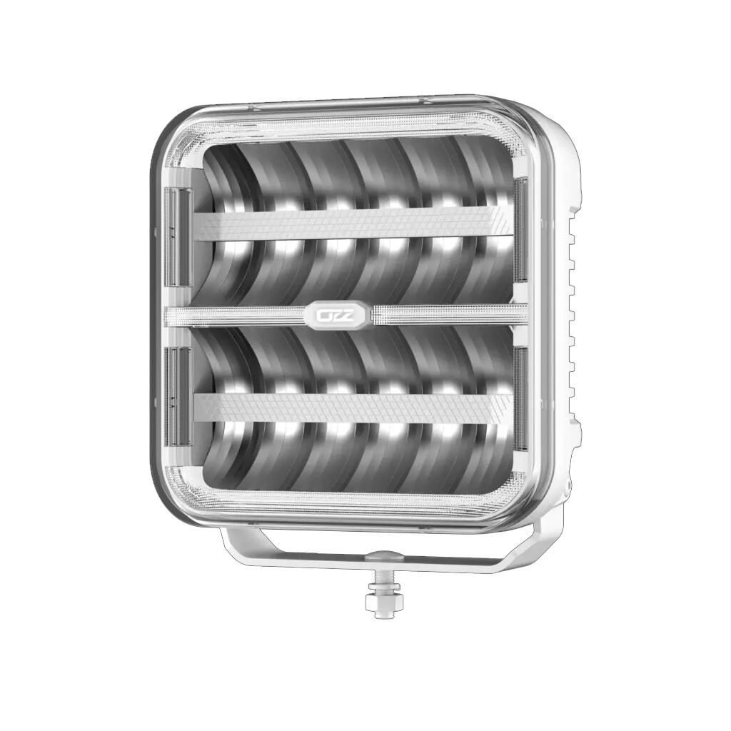 OZZ SQR 9″ fjernlys 210mm (Hvit hus) – med park- og varsellys, 21000 lumen