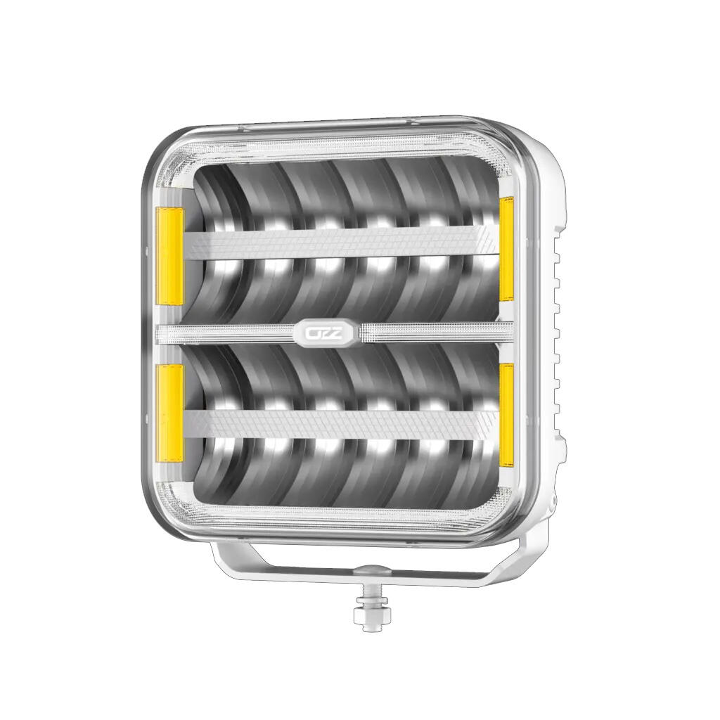 OZZ SQR 9″ fjernlys 210mm (Hvit hus) – med park- og varsellys, 21000 lumen