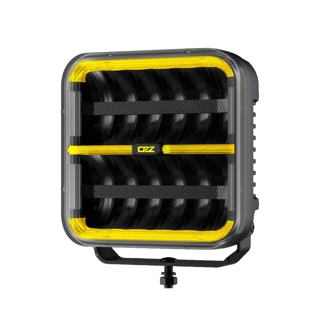 OZZ SQR 9″ fjernlys 210mm (Sort hus) – med park- og varsellys, 21000 lumen