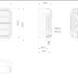 OZZ SQR 9″ fjernlys 210mm (Sort hus) – med park- og varsellys, 21000 lumen
