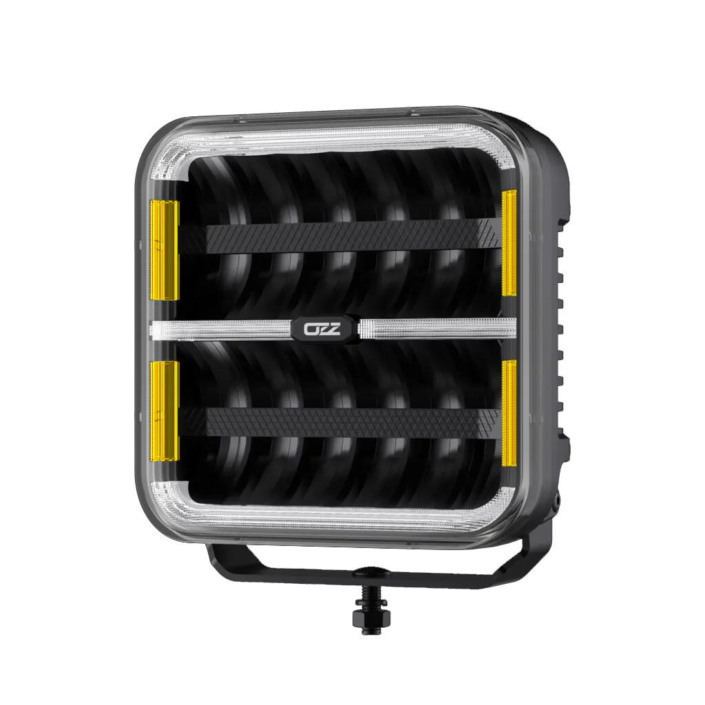 OZZ SQR 9″ fjernlys 210mm (Sort hus) – med park- og varsellys, 21000 lumen