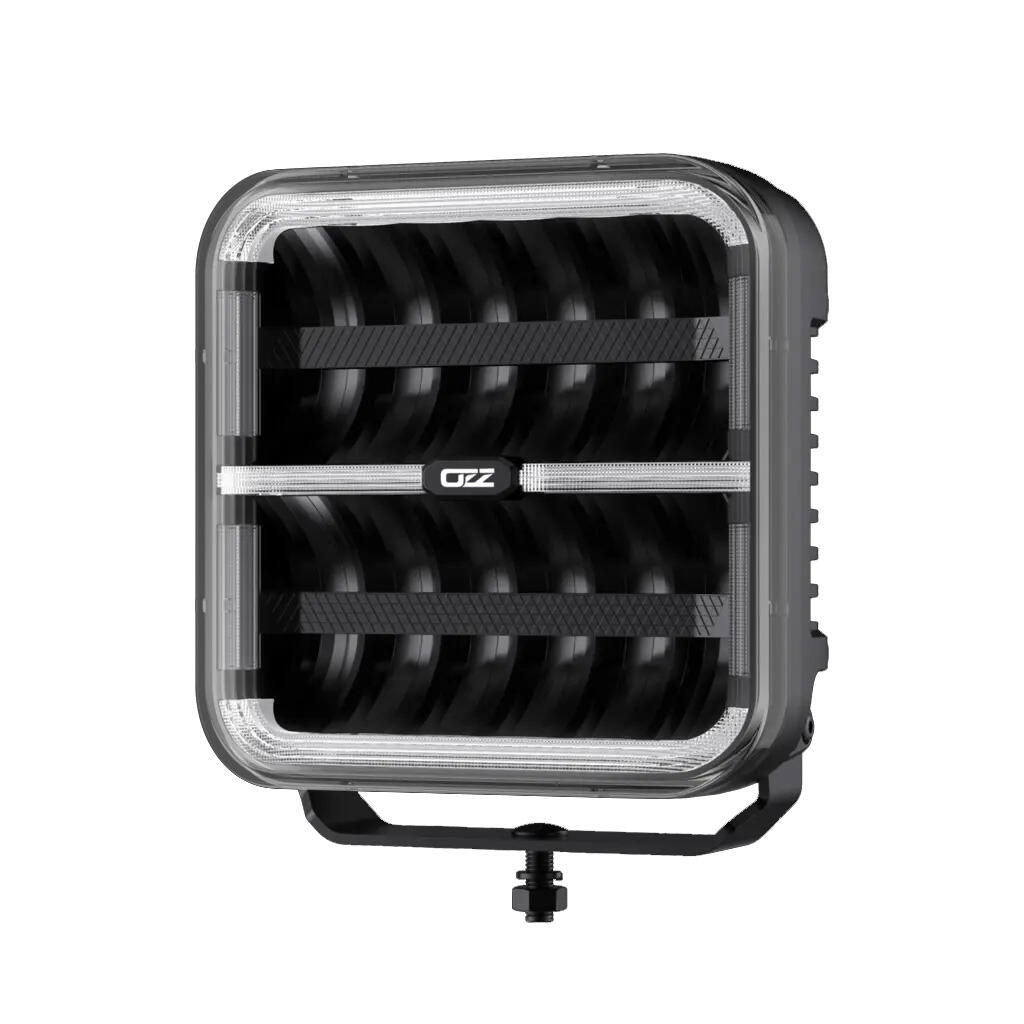 OZZ SQR 9″ fjernlys 210mm (Sort hus) – med park- og varsellys, 21000 lumen