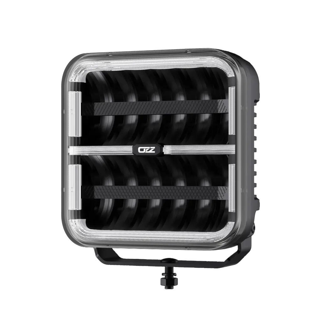 OZZ SQR 9″ fjernlys 210mm (Sort hus) – med park- og varsellys, 21000 lumen