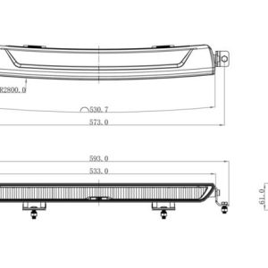 OZZ XB1 20″ fjernlys ledbar kurvet – uten posisjonslys, sort hus