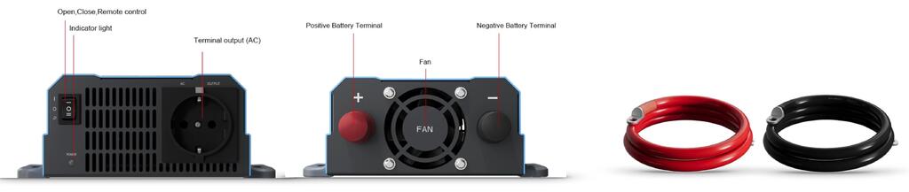 Sonopower strøminverter 1000W – Omformer, 24V->230, ren sinus kurve