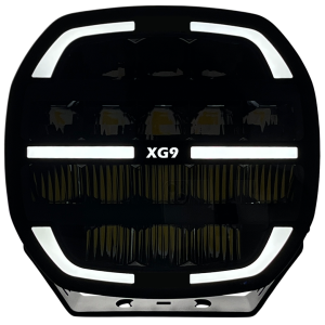 XG9 LED Fjernlys, Sort – Flerfarget parklys – hvit, gul og grønn.