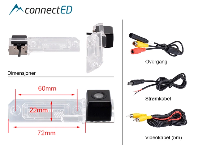 ConnectED Ryggekamera (skiltlys) (CVBS)