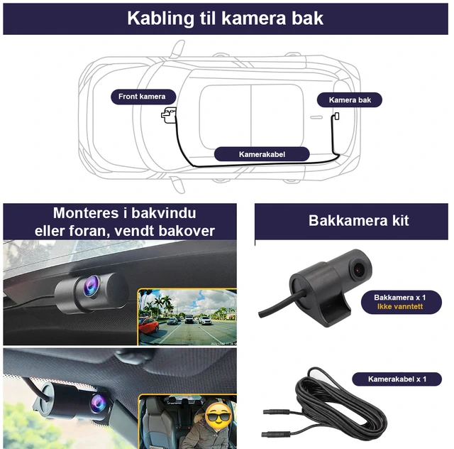 FITCAMX Integrert 4K Dashcam (foran+bak)